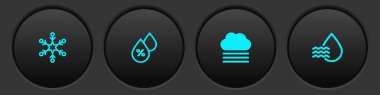 Kar Tanesi, Su damlası yüzdesi, Sis, bulut ve simge ayarla. Vektör.