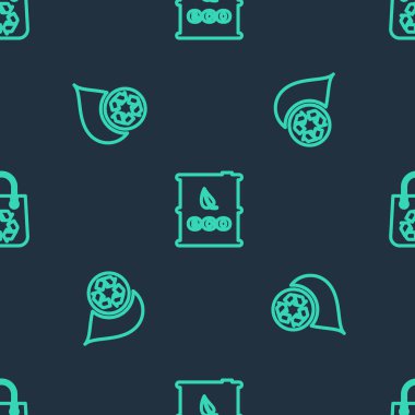 Biyolojik yakıt varili, temiz su geri dönüşümü ve geri dönüşümlü geri dönüşüm torbası ayarlayın. Vektör.