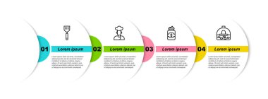 Spatula, Cook, şeker kavanozu ve Brick sobası. Ticari bilgi şablonu. Vektör