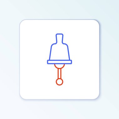 Satır zil simgesi beyaz arkaplanda izole edildi. Alarm sembolü, servis zili, el zili işareti, uyarı sembolü. Renkli taslak konsepti. Vektör