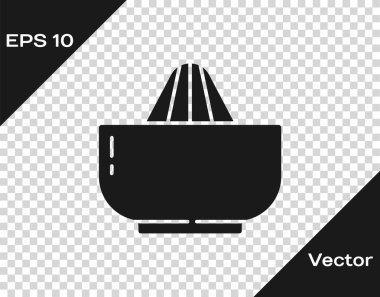 Siyah Citrus meyve sıkacağı simgesi şeffaf arkaplanda izole edilmiş. Vektör.