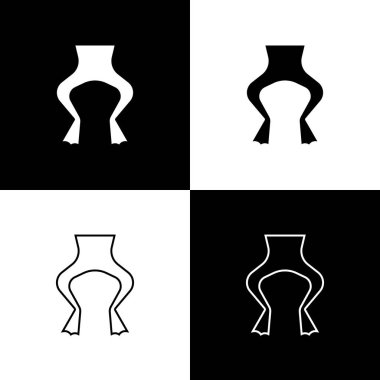 Kurbağa bacağı simgesini siyah ve beyaz arkaplanda izole et. Vektör.