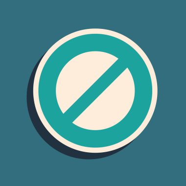 Yeşil Ban simgesi yeşil arkaplanda izole edildi. Sembolü durdur Uzun gölge tarzı. Vektör.