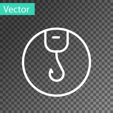 Beyaz çizgili olta kancası simgesi şeffaf arkaplanda izole edildi. Balık oltası. Vektör.