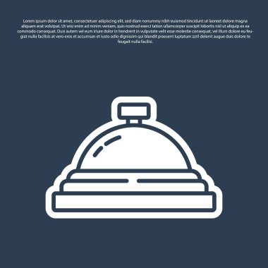 Mavi Hat Otel servis çanı simgesi mavi arkaplanda izole edildi. Resepsiyon zili. Vektör.