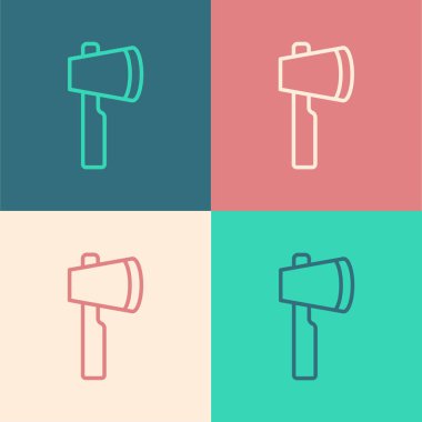 Pop Art Line tahta balta simgesi renk arkaplanında izole edildi. Oduncu baltası. Vektör.