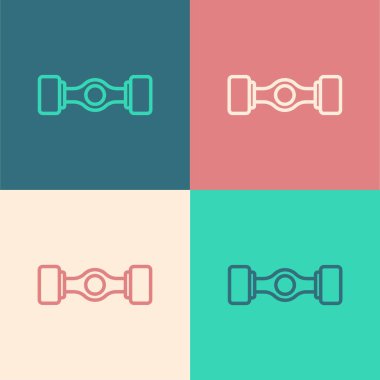 Pop Art Line Chassis araba simgesi renk arkaplanında izole edildi. Vektör