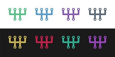 Çizgi şekil değiştiren simgesini siyah ve beyaz arkaplanda izole et. İletişim simgesi. Vektör