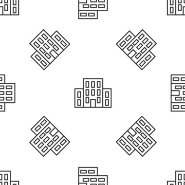 Gri çizgi ev ikonu beyaz arka planda kusursuz desen izole etti. Ev sembolü. Vektör