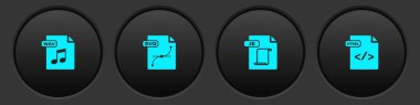WAV dosya belgesini, SVG, JS ve HTML simgesini ayarla. Vektör.