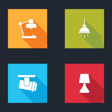 Masa lambası, avize, öncü lambalar ve ikon. Vektör