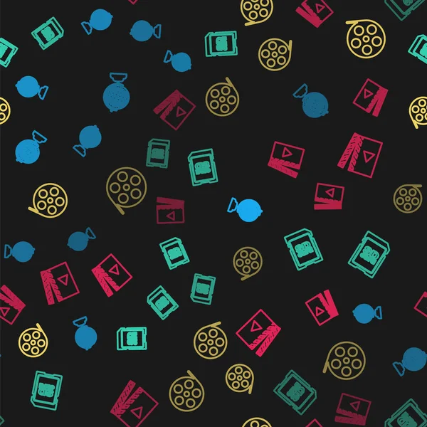 Dünya küresi, hafıza kartı, film makarası ve film alkışlarını kusursuz bir şekilde ayarlayın. Vektör.