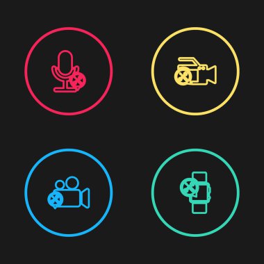 Video kamera servisi, Smartwatch ve Mikrofon simgesini ayarla. Vektör.