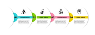 Marihuana, marihuana ya da kenevir yaprağı yağı, test tüpü ve kafa profili ekme hattı. Ticari bilgi şablonu. Vektör.