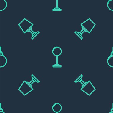 Çizgi lamba, masa ve lamba pürüzsüz bir şekilde asılı duruyor. Vektör