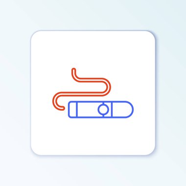 Beyaz arkaplanda çizgi sigara simgesi izole edildi. Renkli taslak konsepti. Vektör