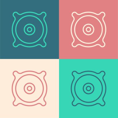 Pop Art Line Car ses hoparlörü renk arkaplanında izole edildi. Vektör