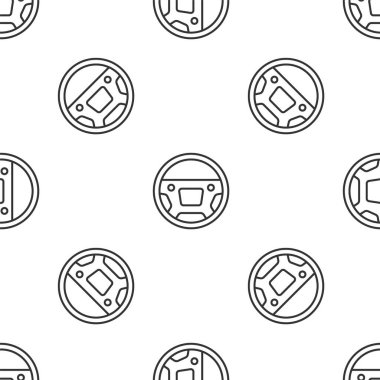 Gri çizgili direksiyon ikonu beyaz arka planda izole edilmiş kusursuz desen. Araba tekeri ikonu. Vektör
