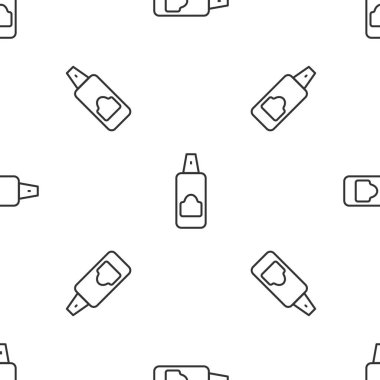 Saç spreyi için gri çizgi spreyi, deodorant, terleme önleyici ikon beyaz arka planda izole edilmiş pürüzsüz desen. Vektör