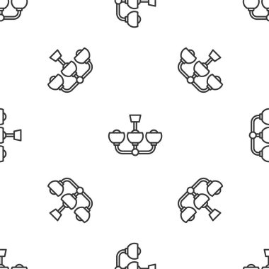 Gri çizgi Chandelier ikonu beyaz arka planda izole edilmiş pürüzsüz desen. Vektör