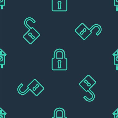 Hat kilidini açın, asma kilidi açın ve duvar nöbetini kusursuz bir şekilde tutun. Vektör.