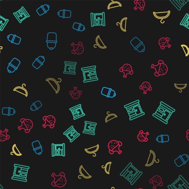 Sauna kovası, ahşap hamam, gardırop ve kusursuz desenli gerekli yağ şişesi. Vektör