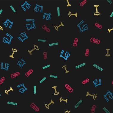 Çizgi masa lambasını, floresan, yer ve ampulü pürüzsüz desene ayarlayın. Vektör