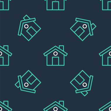 Çizgi Evi simgesi siyah arkaplanda kusursuz desen izole etti. Ev sembolü. Vektör