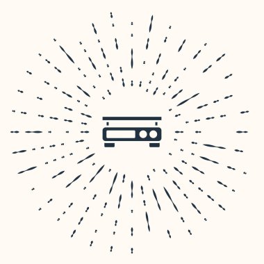 Gri Elektronik ölçek simgesi bej arka planda izole edildi. Ağırlık ölçüm aletleri. Soyut çember rastgele noktalar. Vektör