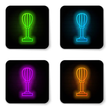 Parlayan neon hattı Kum Torbası simgesi beyaz arkaplanda izole edildi. Siyah kare düğme. Vektör