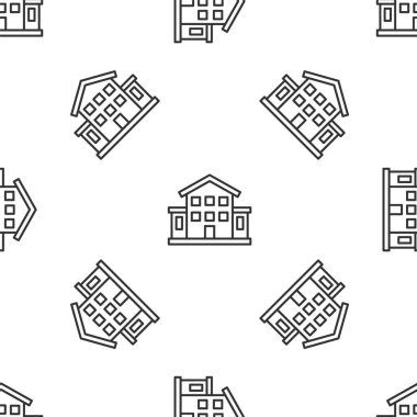 Gri çizgi ev ikonu beyaz arka planda kusursuz desen izole etti. Ev sembolü. Vektör