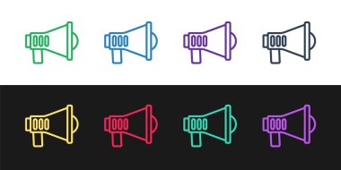 Megafon simgesini siyah beyaz arkaplanda ayır. Sözcü işareti. Vektör