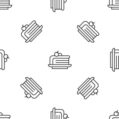 Gri çizgili kek simgesi beyaz arka planda izole edilmiş pürüzsüz desen. Doğum günün kutlu olsun. Vektör