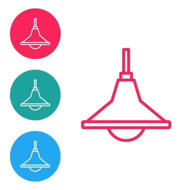 Kırmızı çizgi Chandelier simgesi beyaz arkaplanda izole edildi. Simgeleri daire düğmelerine ayır. Vektör