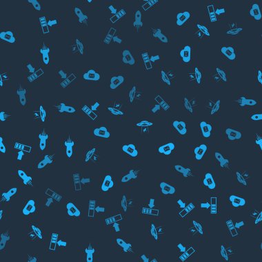 Yükleme ayarları, Bulut posta sunucusu, UFO 'lar ineği ve roket gemisini kusursuz bir şablonla kaçırıyor. Vektör.