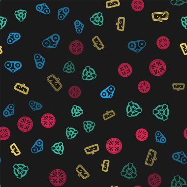 Çizgi zamanlayıcı kiti, araba motorlu vantilatörü, ayna ve alloy tekerleğini kusursuz desene ayarlayın. Vektör