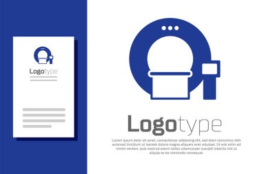 Mavi Tomografi simgesi beyaz arkaplanda izole edildi. Tıbbi tarayıcı, radyasyon. Teşhis, radyoloji, manyetik rezonans terapisi. Logo tasarım şablonu elemanı. Vektör İllüstrasyonu.