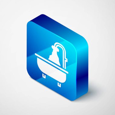 Isome Küvet ikonu gri arka planda izole edilmiş. Mavi kare düğme. Vektör.