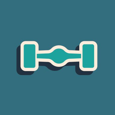 Yeşil Chassis araba simgesi yeşil arkaplanda izole edildi. Uzun gölge tarzı. Vektör.