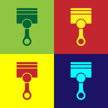 Pop Art Engine piston simgesi renk arkaplanında izole edildi. Araba motoru pistonu işareti. Vektör.