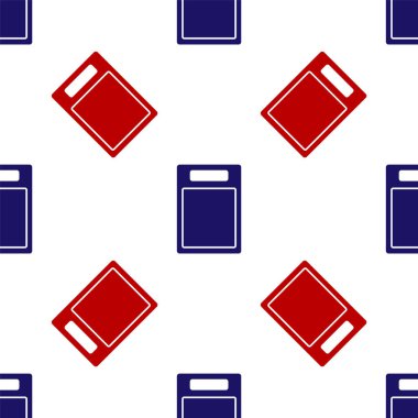 Mavi ve kırmızı kesme tahtası simgesi beyaz arka planda izole edilmiş. Kesme tahtası sembolü. Vektör.