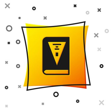 Siyah 26 Kasım Hindistan Anayasa Günü ikonu beyaz arka planda izole edildi. Sarı kare düğme. Vektör.