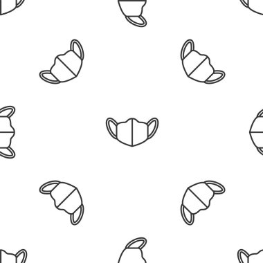 Gri çizgi tıbbi koruyucu maske ikonu beyaz arka planda izole edilmiş kusursuz desen. Vektör..