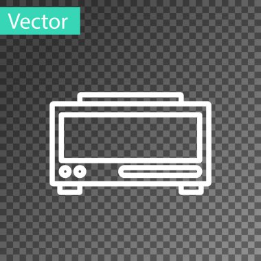 Beyaz çizgi dijital alarm saat simgesi şeffaf arkaplanda izole. Elektronik çalar saat. Zaman simgesi. Vektör.