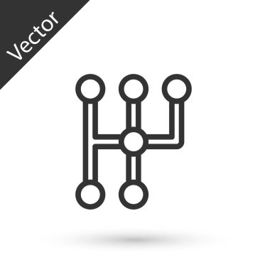 Gri çizgi vites değiştiren simgesi beyaz arkaplanda izole edildi. İletişim simgesi. Vektör.