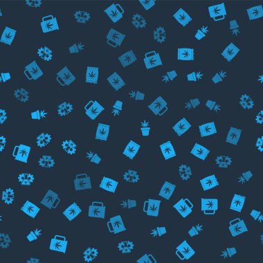 Marihuana, marihuana ya da kenevir tohumlu çay demle, demliğe bitki koy ve dikişsiz desen üzerinde test tüpü yap. Vektör.