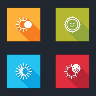 Güneş tutulmasını, Güneş 'i ve ikonu ayarla. Vektör.