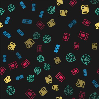 Bluetooth hoparlörleri, film makarası, Doküman koruması ve Mikro SD hafıza kartını kusursuz desen üzerine ayarla. Vektör.