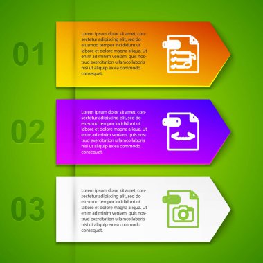 M3U dosya belgesi, XML, RAW ve MOV satırını ayarla. Ticari bilgi şablonu. Vektör.