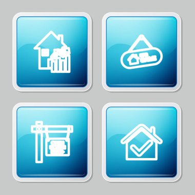 Konutların yükselme maliyetini belirle, Satılık Tabelayı, Açık Konut ve Ev İşareti simgesini işaretle. Vektör.